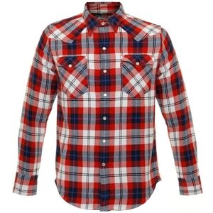 NWT Levi's Men's Barstow Western Dress Red Plaid Shirt Size S